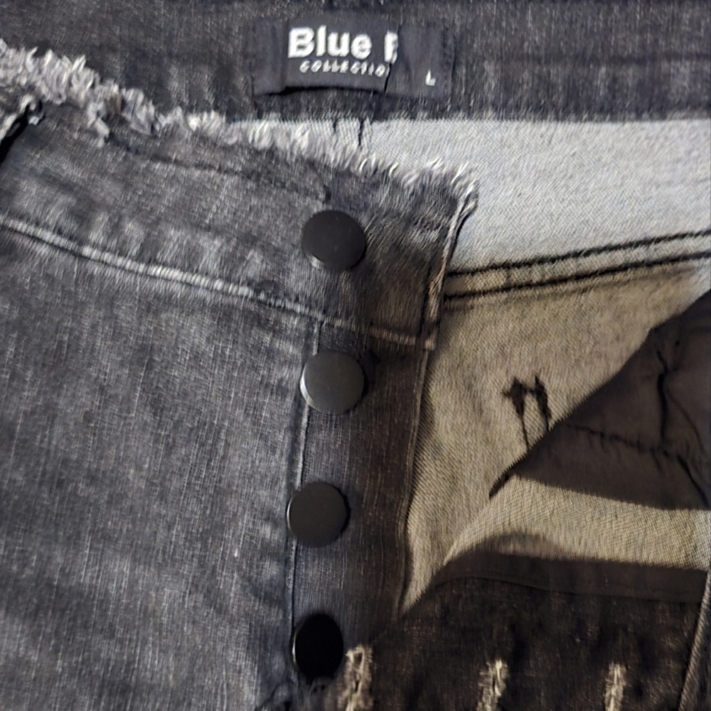Blue B Collection Women's Black Beaded Fringe High-Waist Flared Jeans Size L - Picture 10 of 12